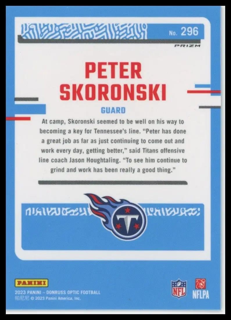 2023 Panini Donruss Optic Green Velocity Rookie Peter Skoronski #296 Titans NFL - Football Card Single