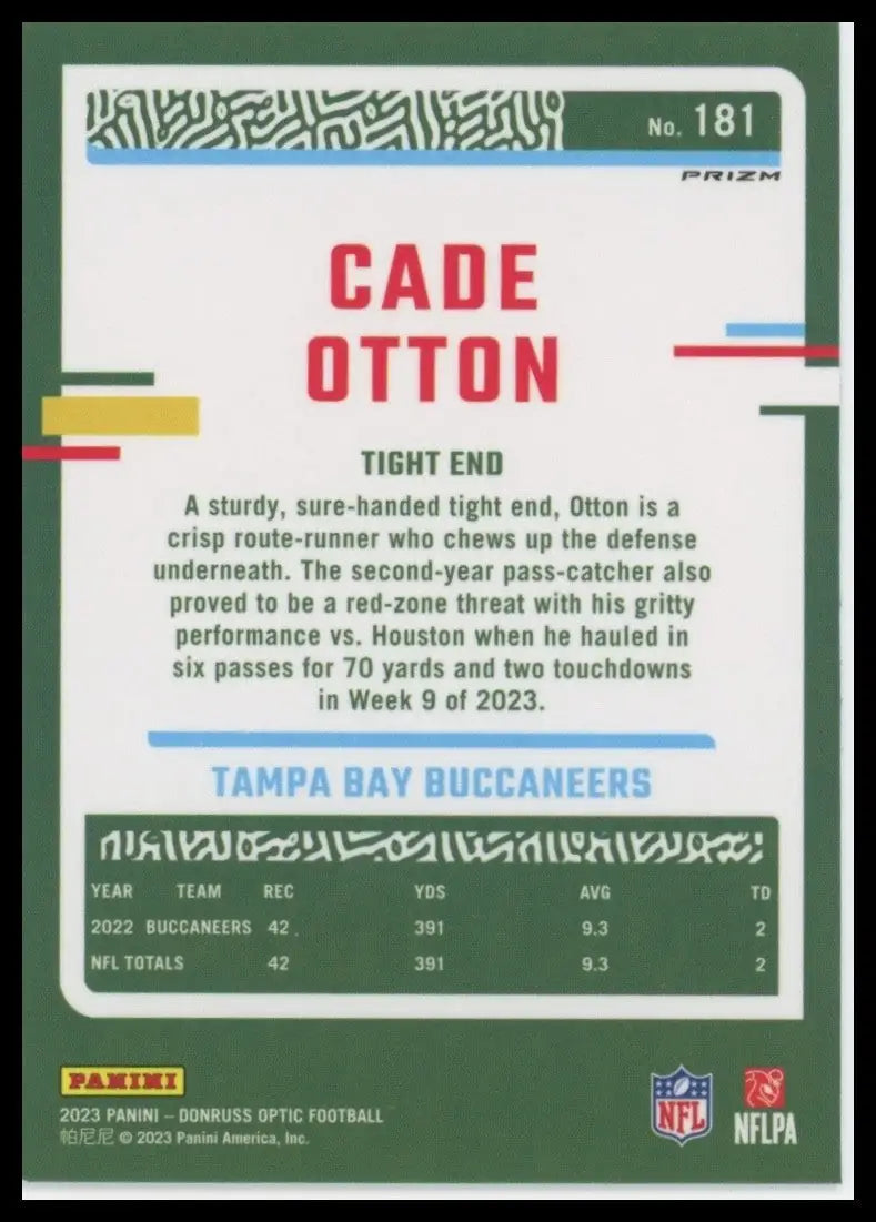 2023 Panini Donruss Optic Holo Cade Otton #181 Tampa Bay Buccaneers Football - Football Card Single