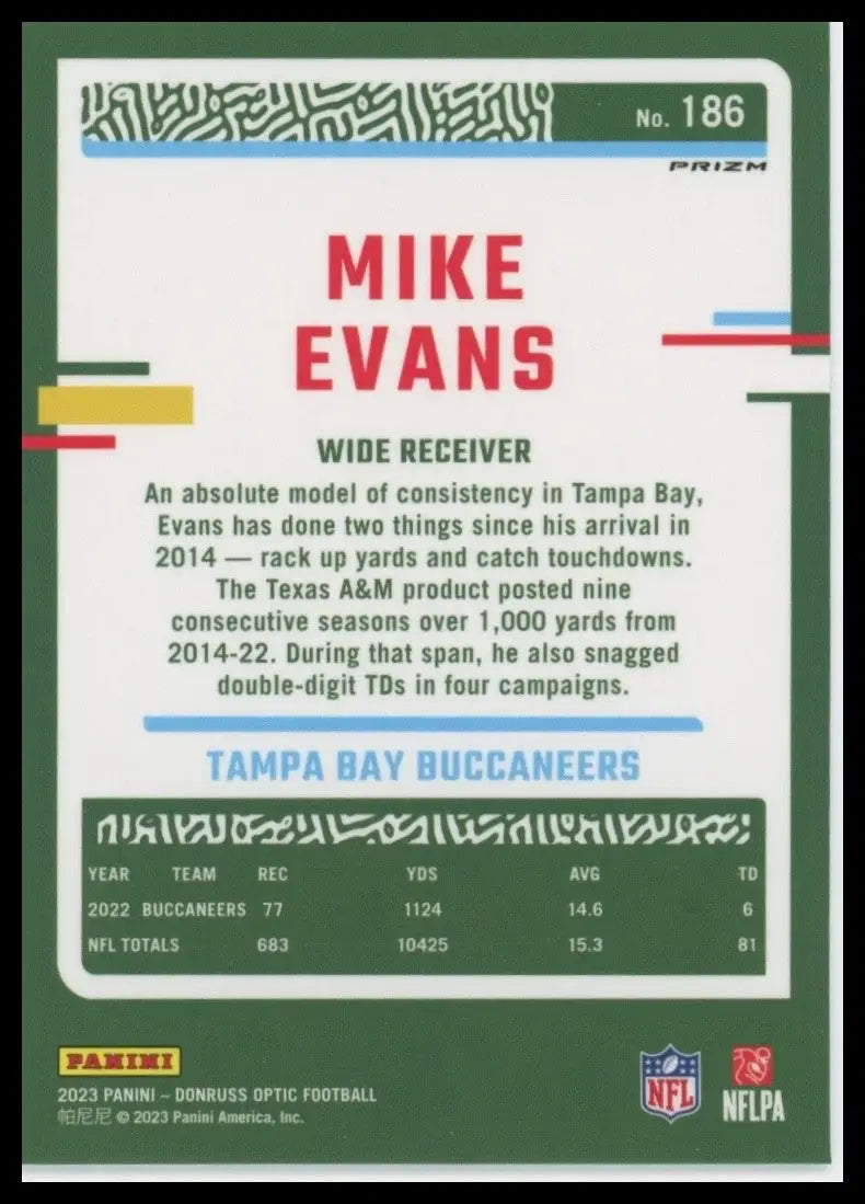2023 Panini Donruss Optic Holo Mike Evans #186 Tampa Bay Buccaneers Football NFL - Football Card Single