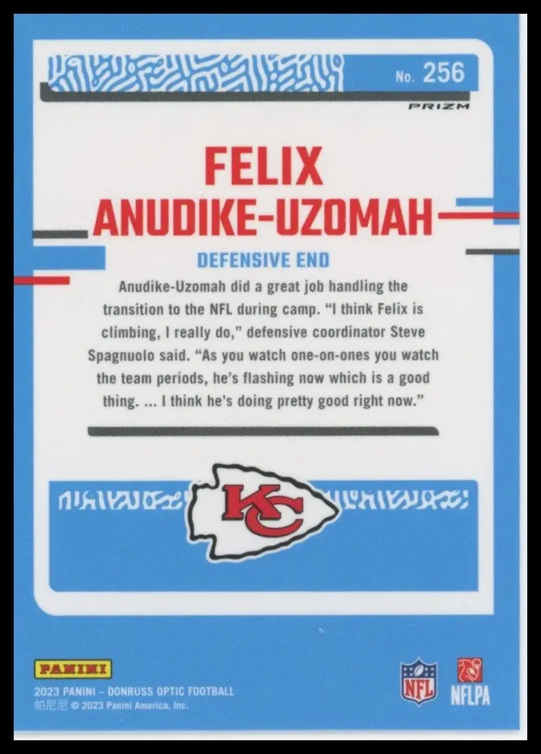 2023 Panini Donruss Optic Holo Rookie Felix Anudike Uzomah #256 KC Chiefs Card - Football Card Single