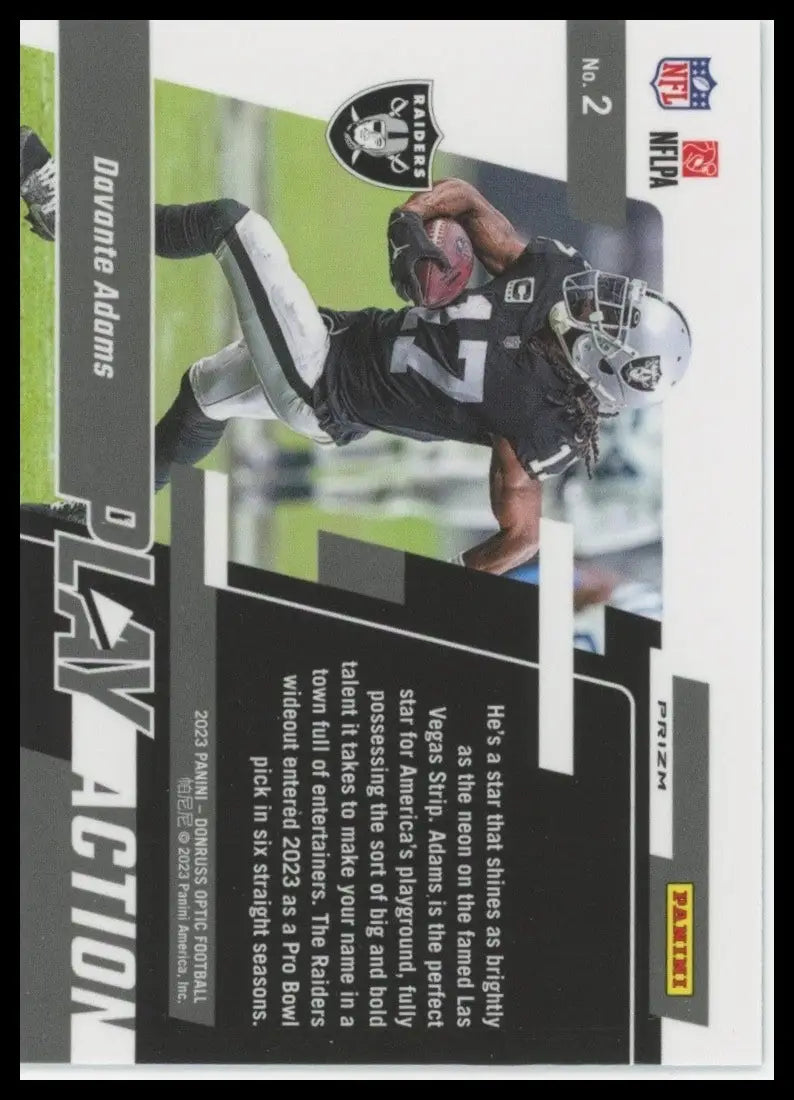 2023 Panini Donruss Optic Play Action Holo Davante Adams Las Vegas Raiders Card - Football Card Single