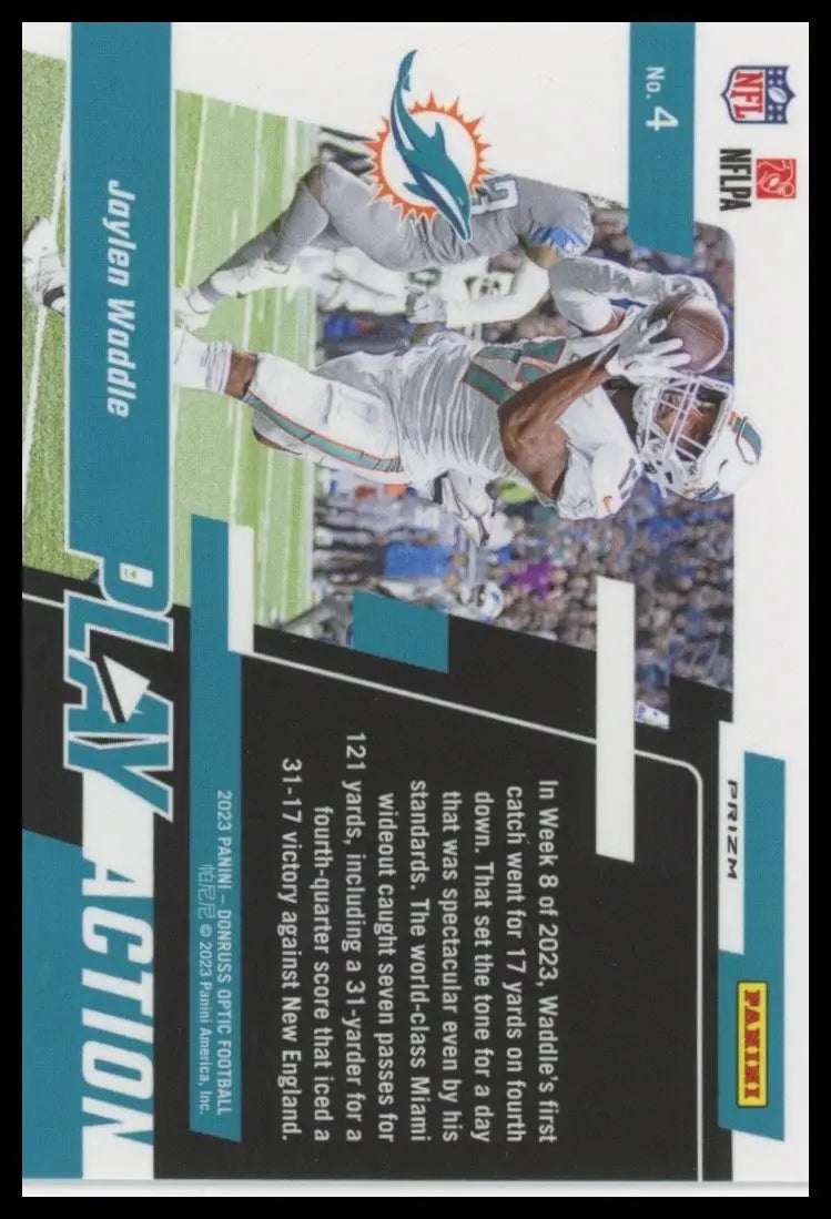 2023 Panini Donruss Optic Play Action Holo Jaylen Waddle Miami Dolphins Football - Football Card Single