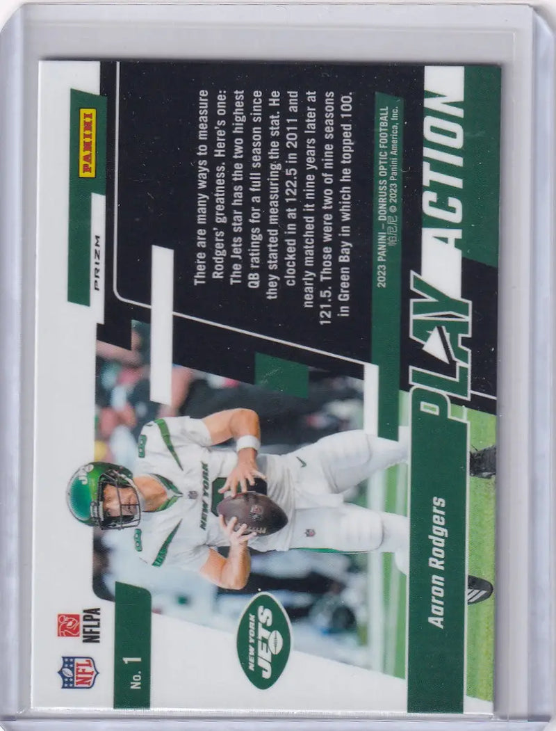 2023 Panini Donruss Optic Prizm #1 Aaron Rodgers - New York Jets - Football Card Single