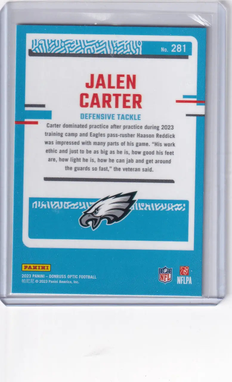 2023 Panini Donruss Optic Rated Rookie #281 Jalen Carter - Philadelphia Eagles - Football Card Single