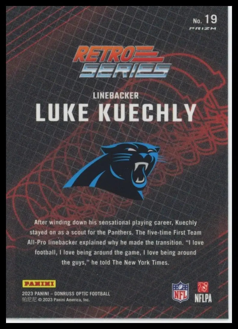 2023 Panini Donruss Optic Retro Series Holo Luke Kuechly #19 Carolina Panthers - Football Card Single