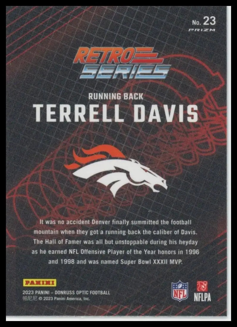 2023 Panini Donruss Optic Retro Series Holo Terrell Davis #23 Denver Broncos NFL - Football Card Single