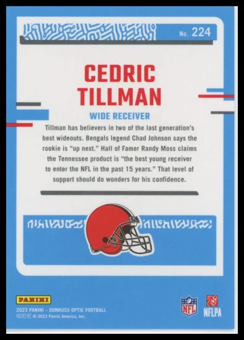 2023 Panini Donruss Optic Rookie Cedric Tillman #224 Cleveland Browns Football