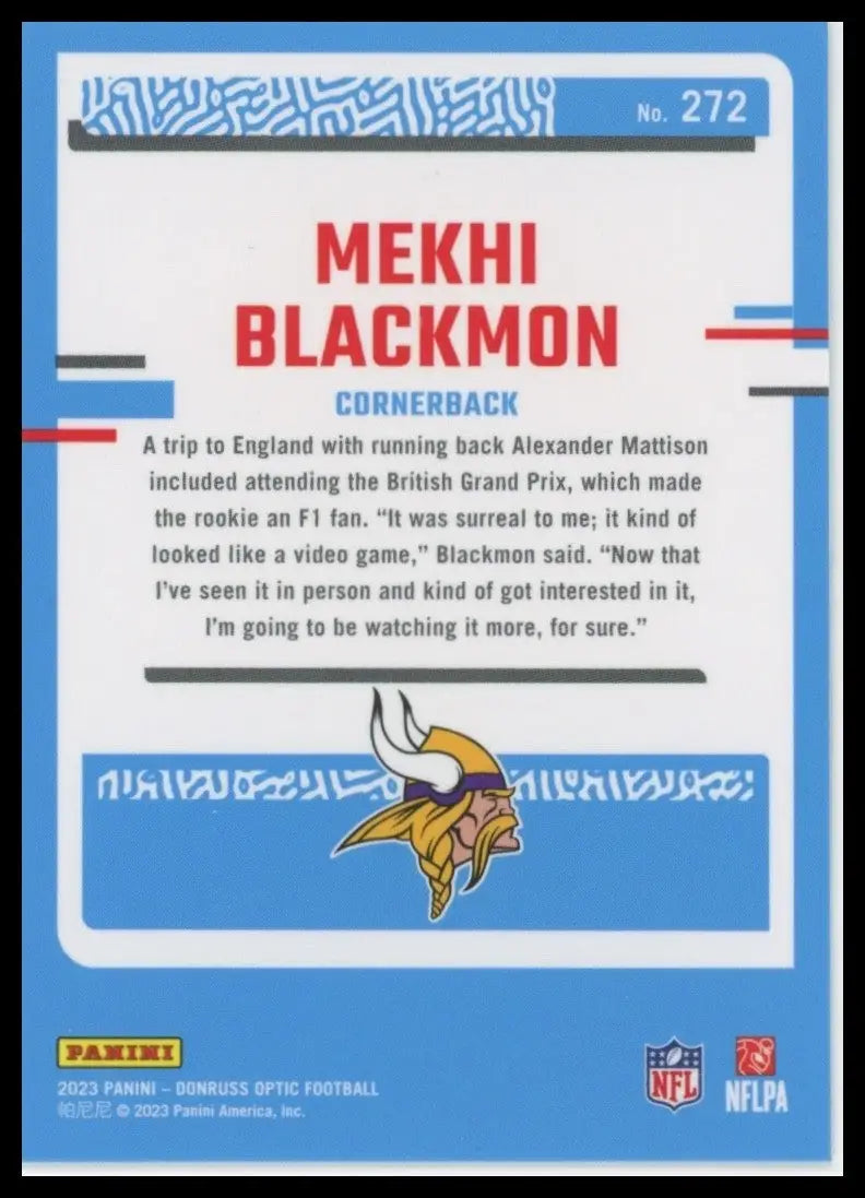 2023 Panini Donruss Optic Rookie Mekhi Blackmon #272 Minnesota Vikings Football - Football Card Single