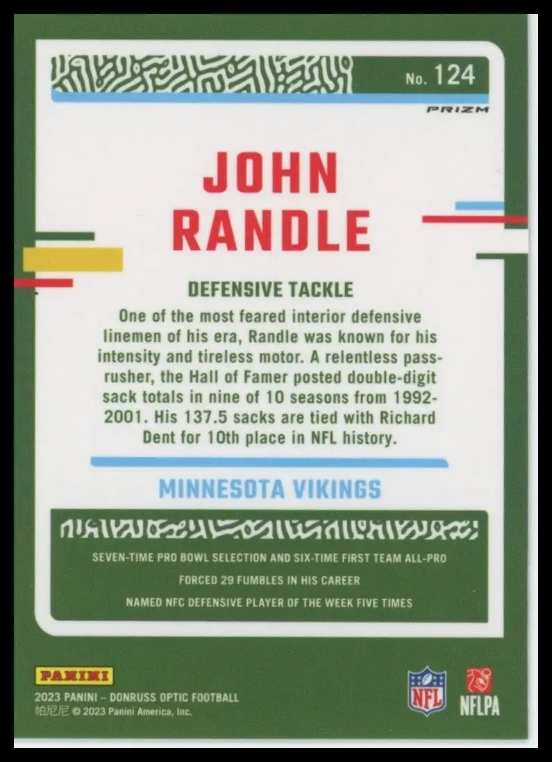 2023 Panini Donruss Optic Stars John Randle #124 Minnesota Vikings Football Card - Football Card Single