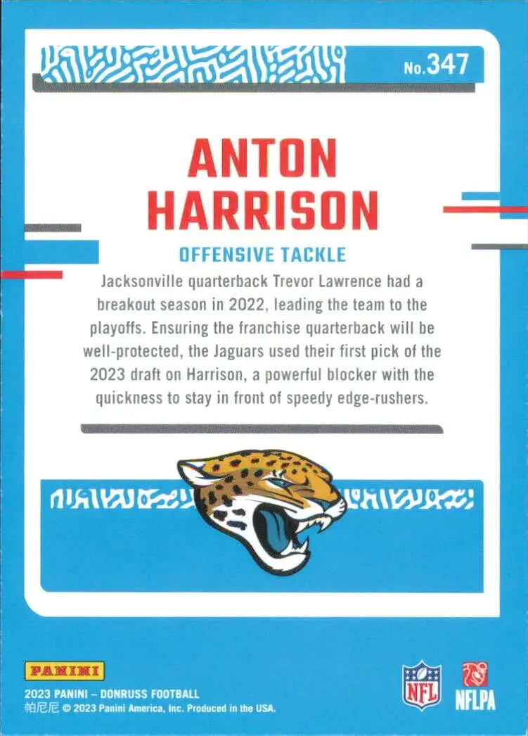 2023 Panini Donruss Rated Rookie #347 Anton Harrison Jacksonville Jaguars Card - Football Card Single