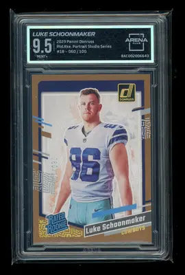 2023 Panini Donruss Rated Rookie Luke Schoonmaker #18 060/100 Arena Club 9.5 - Football Card Single