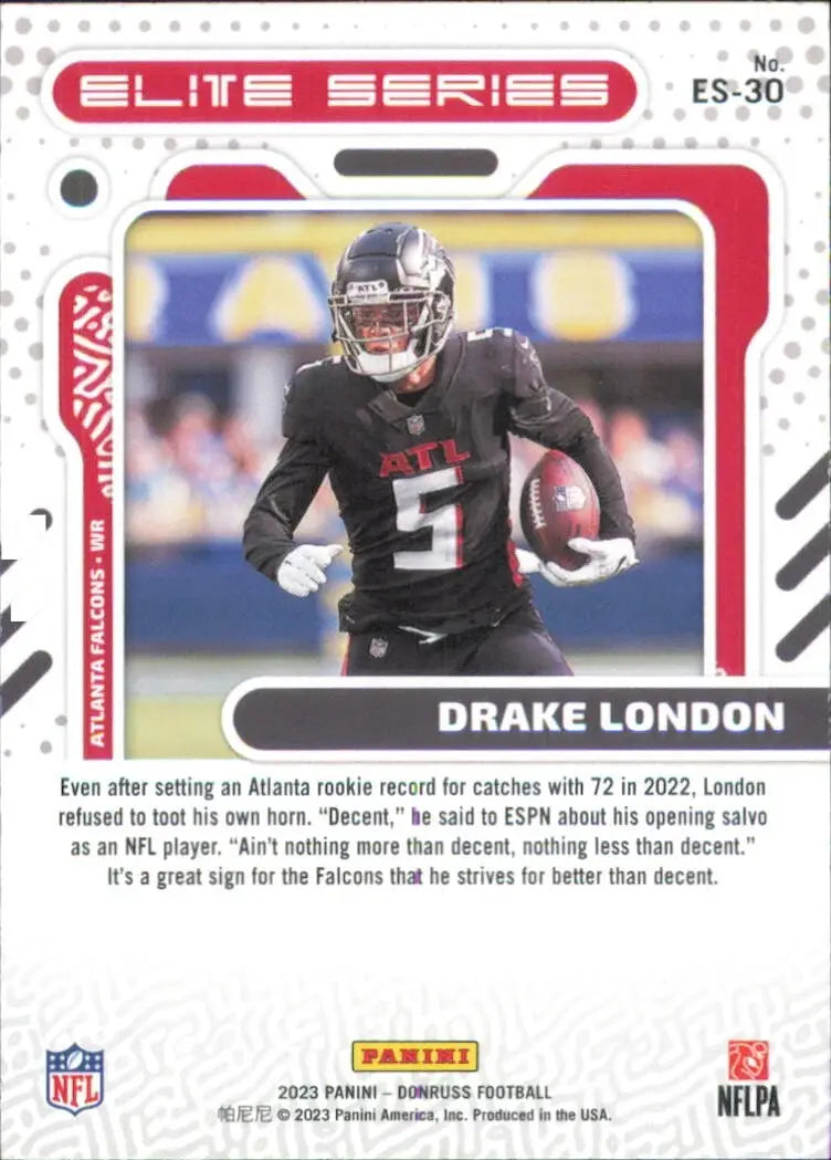 2023 Panini Donruss The Elite Series #ES-30 Drake London Atlanta Falcons Card - Football Card Single