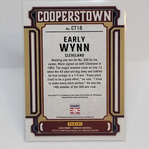 Early Wynn trading card from 2023 Panini Donruss Vertex Cooperstown collection