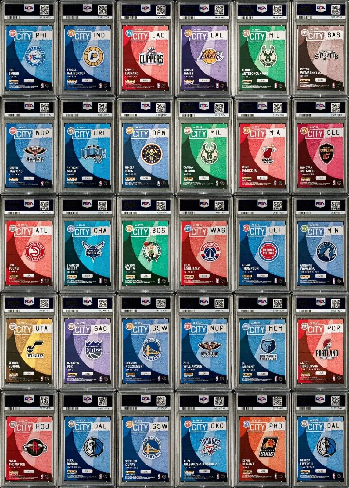 2023 Panini Instant MyCity NBA Complete 30 Card Basketball Set PSA 10 Gem Mint - Other