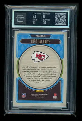 2023 Panini Legacy Blast from the Past Green Christian Okoye #BP-4 011/100 AC 9 - Football Card Single