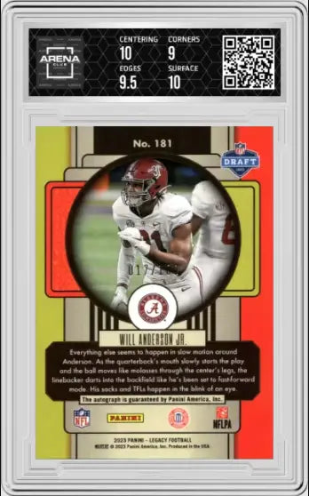 2023 Panini Legacy Will Anderson Jr Rookie Premium Pen Bronze Auto 17/100 - Football Card Single