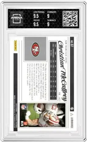 2023 Panini Luminance Christian McCaffrey #87 Football Arena Club 9.5 - Football Card Single