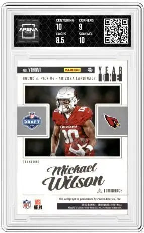 2023 Panini Luminance Michael Wilson #Y1MWI Year One Signature RPS Auto AC 9 - Football Card Single