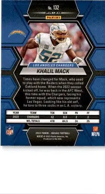 2023 Panini Mosaic #132 Khalil Mack Reactive Blue Mosaic - Football Card Single