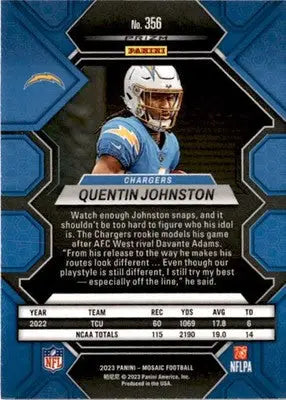 2023 Panini Mosaic #356 Quentin Johnston - Football Card Single
