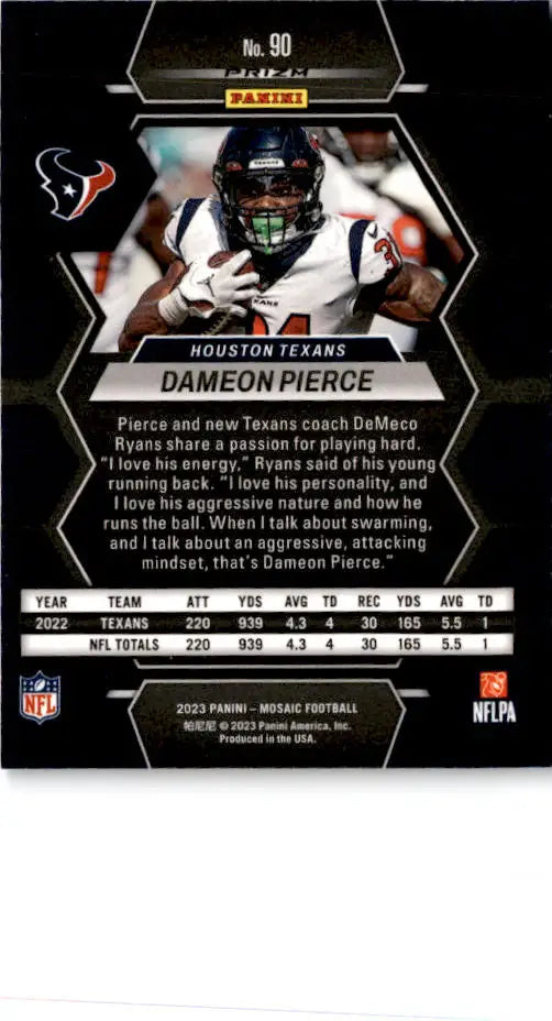 2023 Panini Mosaic #90 Dameon Pierce Reactive Blue Mosaic - Football Card Single