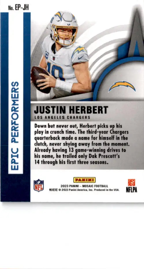 2023 Panini Mosaic #EP-JH Justin Herbert Epic Performers - Football Card Single