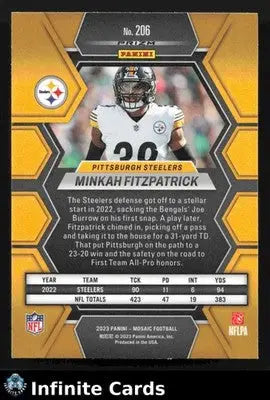 2023 Panini Mosaic MINKAH FITZPATRICK #206 Reactive Blue Pittsburgh Steelers - Football Card Single