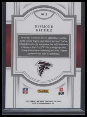 2023 Panini National Treasures #3 Desmond Ridder Holo Silver #/25 - Football Card Single