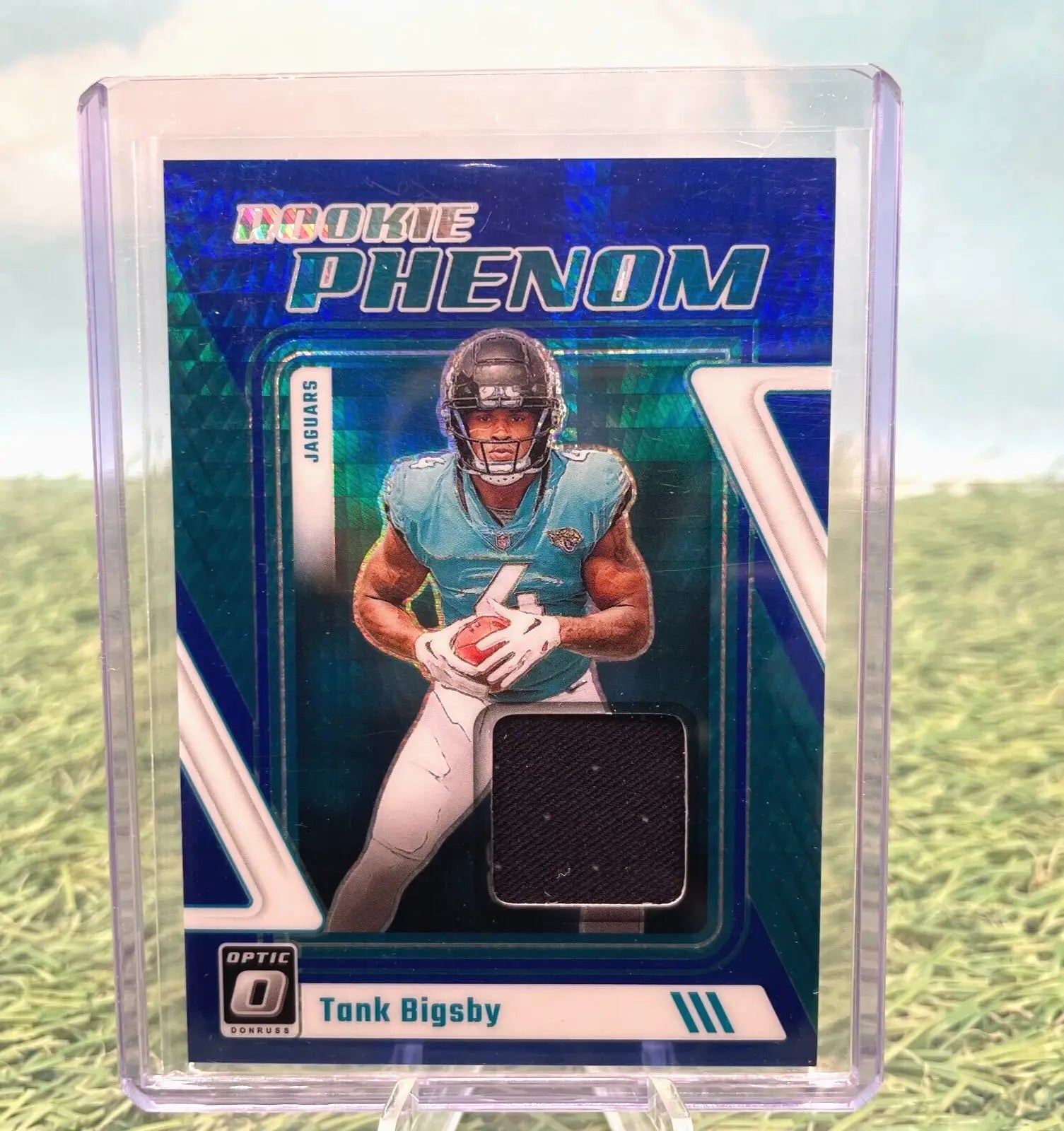 2023 Panini Optic Rookie Phenom Relic -Blue Hyper Prizm- Tank Bigsby -RC #RO-TBI - Football Card Single