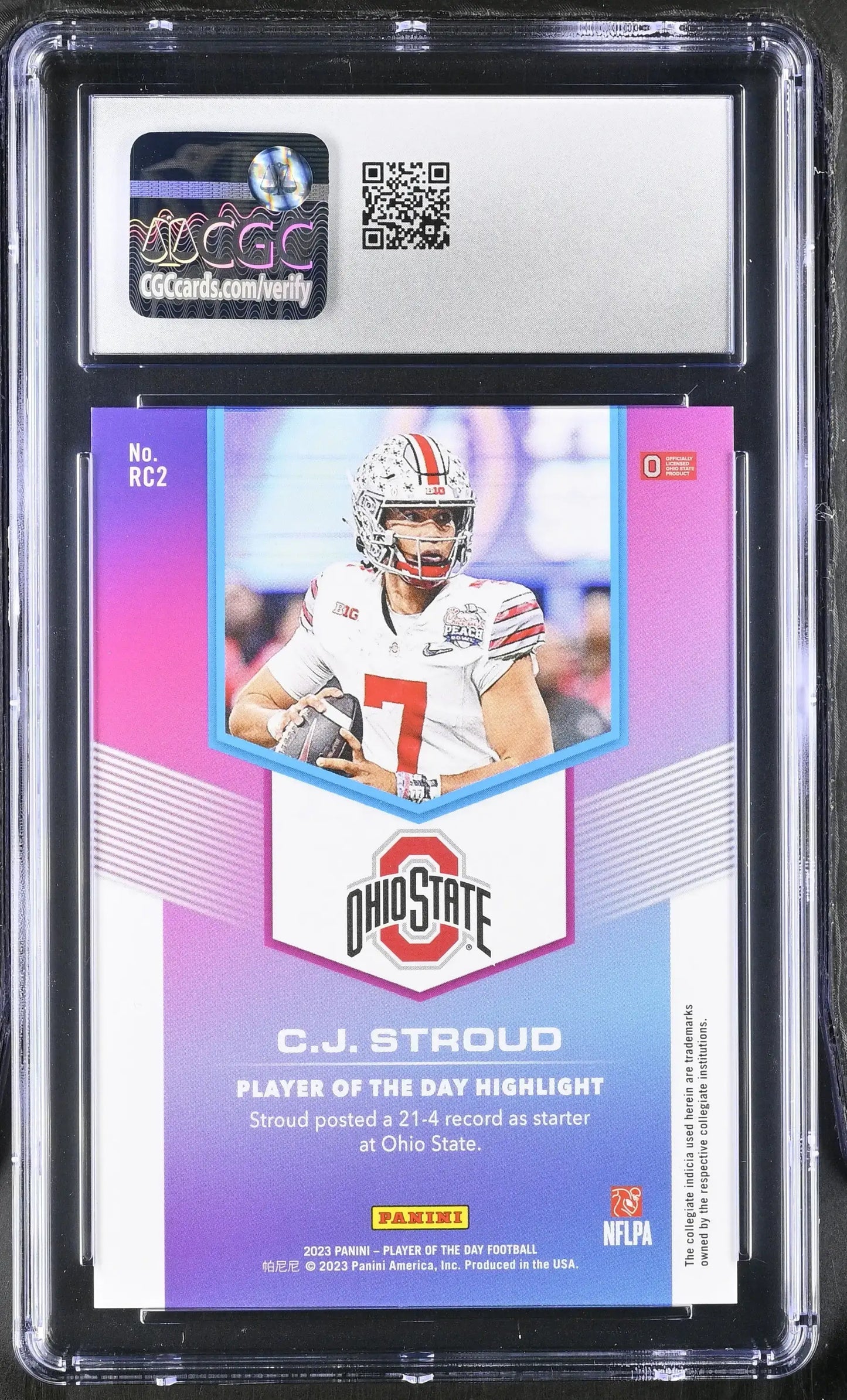 2023 Panini POTD Football RC2 C. J. Stroud Purple 11/25 CGC 9 Mint - Football Card Single
