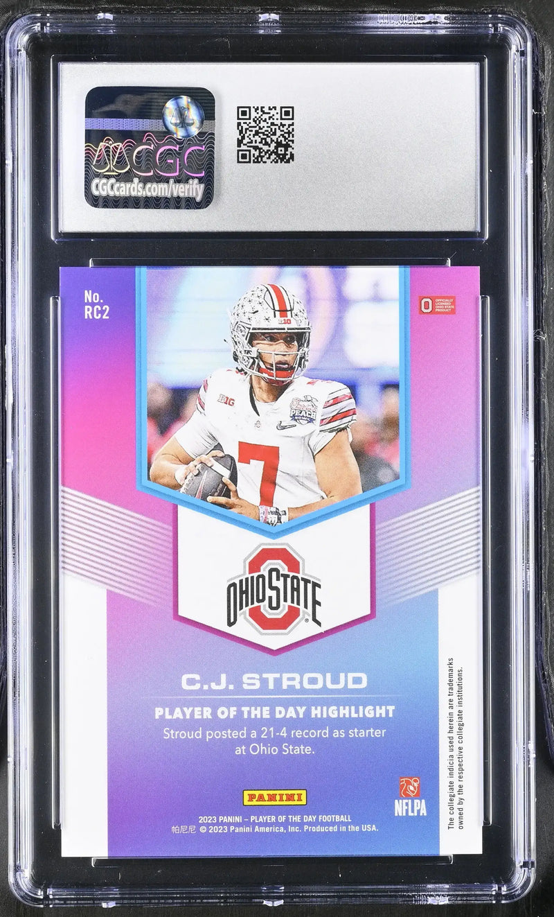 2023 Panini POTD Football RC2 C. J. Stroud Purple 11/25 CGC 9 Mint - Football Card Single