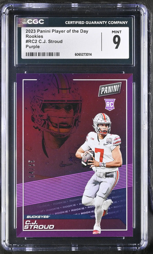 2023 Panini POTD Football RC2 C. J. Stroud Purple 11/25 CGC 9 Mint - Football Card Single