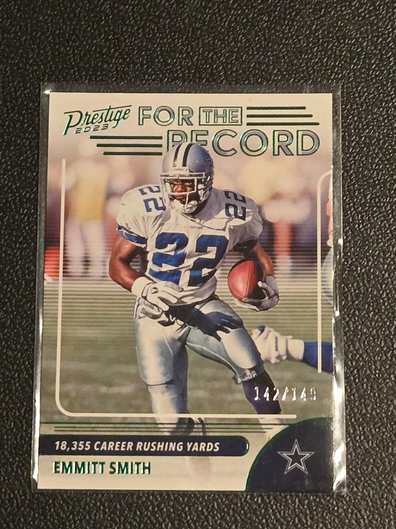 2023 Panini Prestige #19 Emmitt Smith For the Record Xtra Points Green #/149