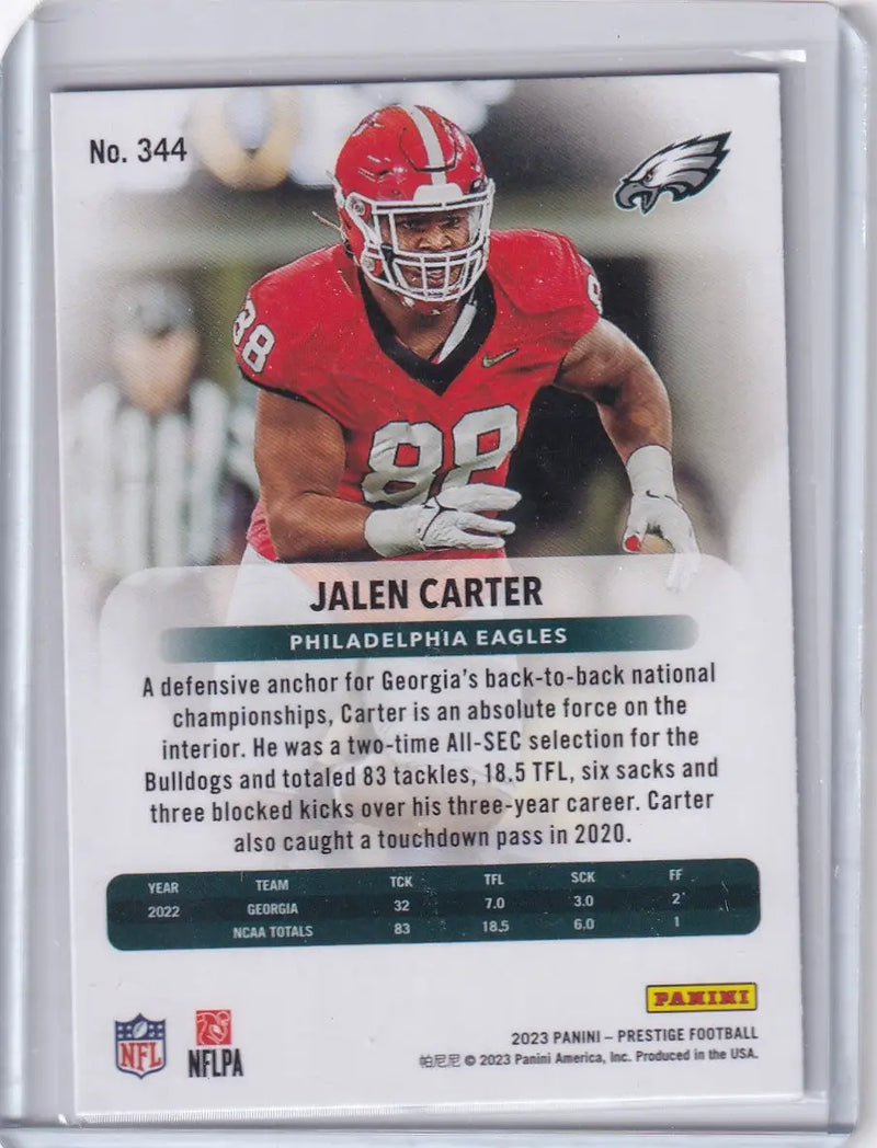2023 Panini Prestige #344 Jalen Carter - Philadelphia Eagles - Football Card Single