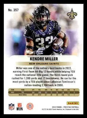 2023 Panini Prestige #357 Kendre Miller - Football Card Single