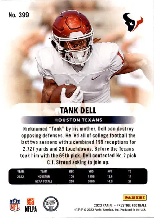 2023 Panini Prestige #399 Tank Dell Xtra Points Hyper - Football Card Single