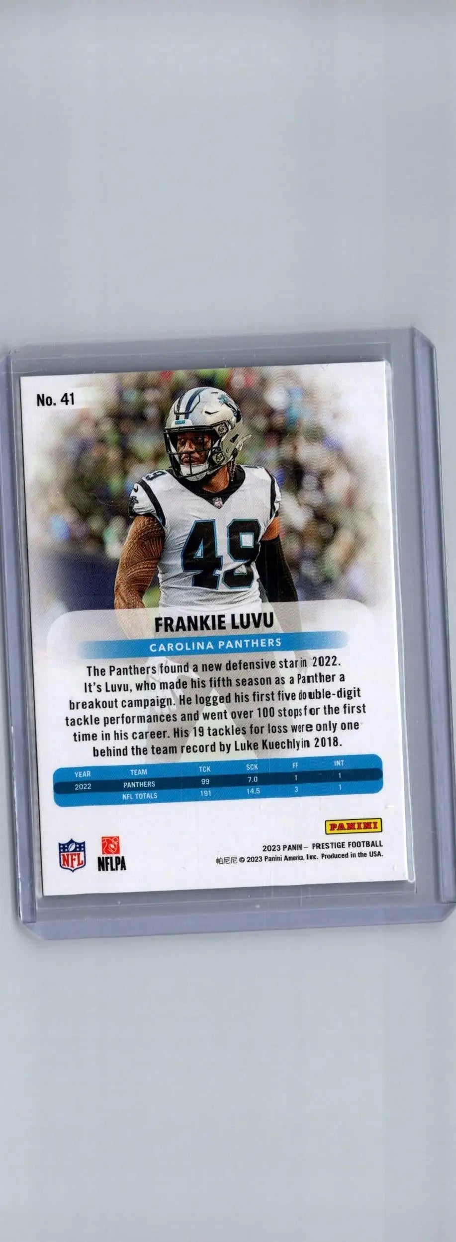 2023 Panini Prestige #41 Frankie Luvu Xtra Points Premium Green #/199 - Football Card Single