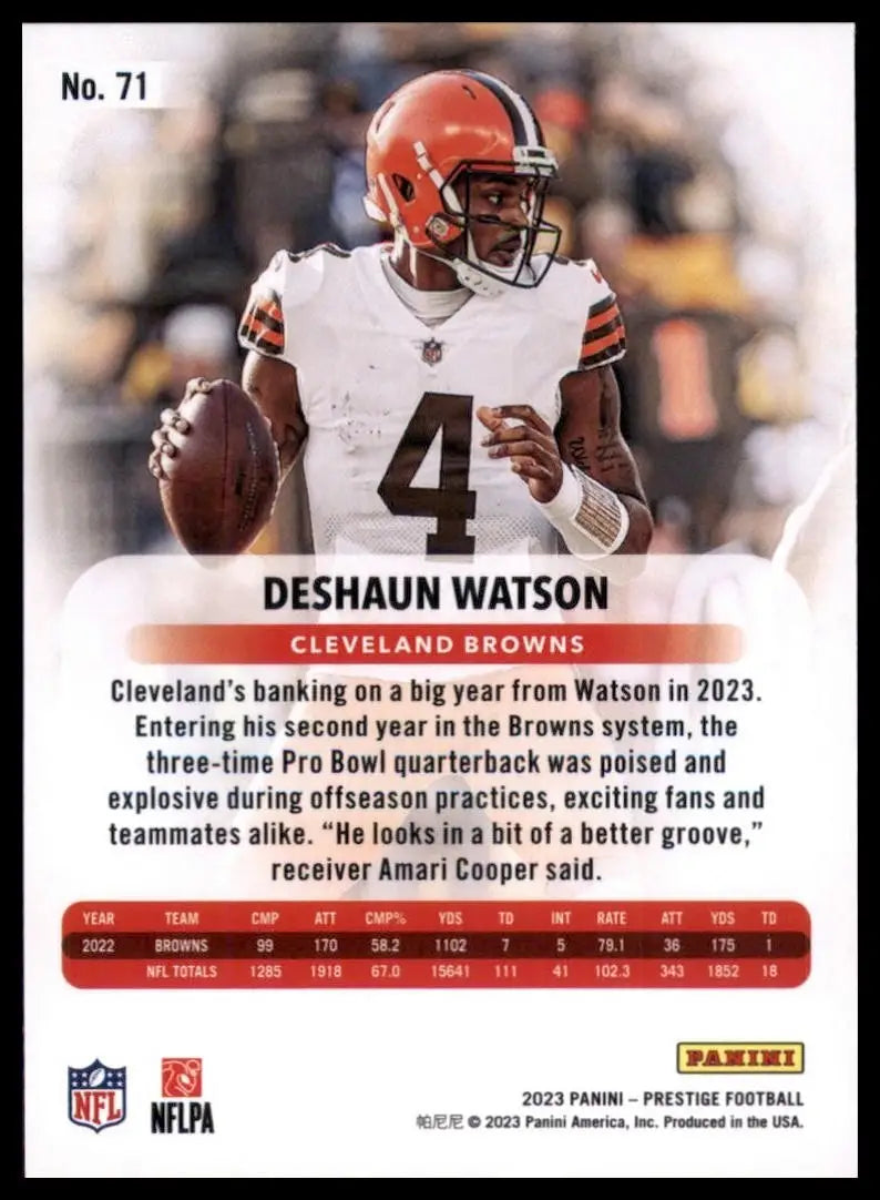 2023 Panini Prestige Deshaun Watson #71 Cleveland Browns Football Card NFL Sport - Football Card Single