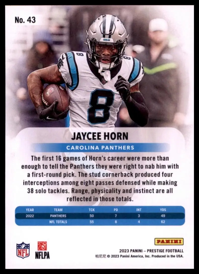 2023 Panini Prestige - Jaycee Horn #43 - Football Card Single