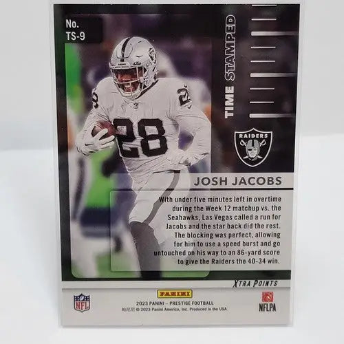 2023 Panini Prestige Josh Jacobs football card Raiders NFL Panini Prestige JOSH