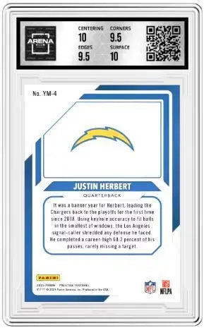 2023 Panini Prestige Justin Herbert #YM-4 Football Arena Club 10 - Football Card Single