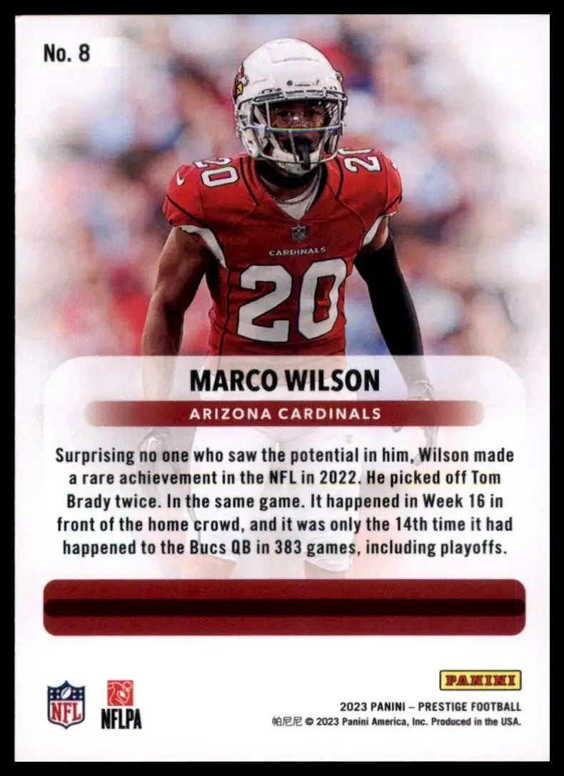 2023 Panini Prestige Marco Wilson #8 Arizona Cardinals Football Card NFL Sports - Football Card Single