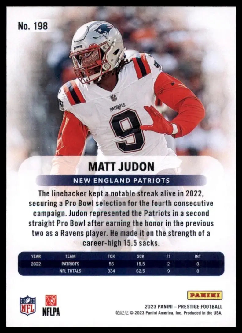 2023 Panini Prestige Matt Judon #198 New England Patriots Football Card NFL - Football Card Single