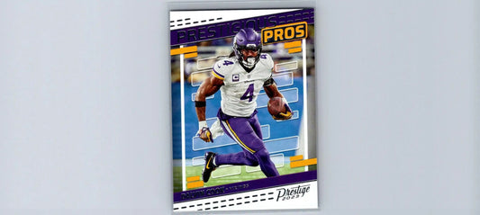 2023 Panini Prestige Dalvin Cook Prestigious Pros NFL trading card with Vikings player in running pose
