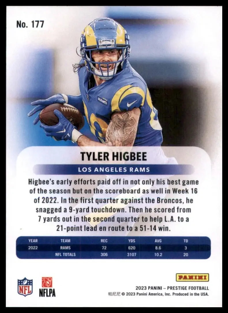 2023 Panini Prestige Tyler Higbee #177 Los Angeles Rams Football Card NFL Sports - Football Card Single