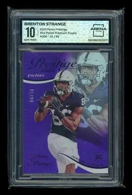 2023 Panini Prestige Xtra Points Prem Purple Brenton Strange #306 91/99 RC AC 10 - Football Card Single