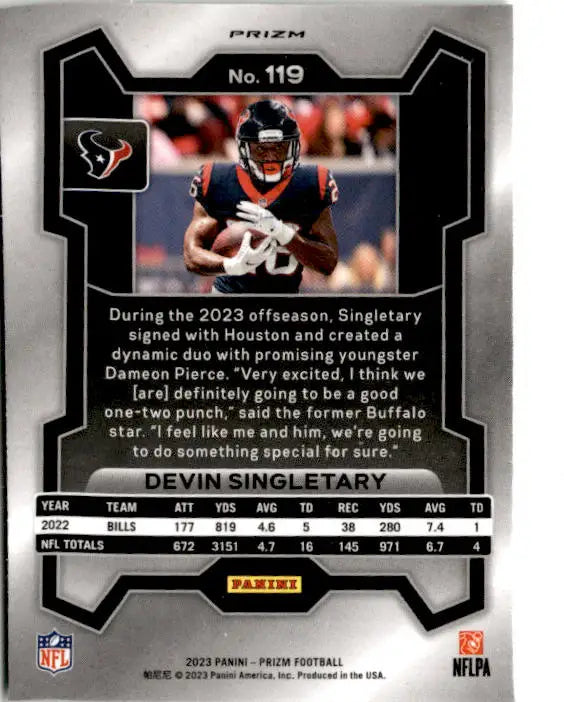 2023 Panini Prizm #119 Devin Singletary Neon Green Pulsar - Football Card Single