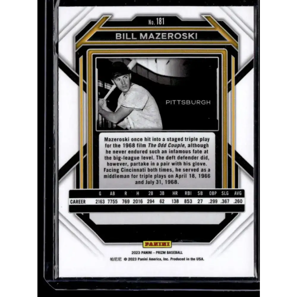 2023 Panini Prizm #181 Bill Mazeroski NM-MT - Baseball Card Single