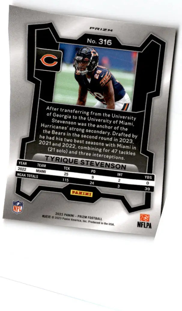 2023 Panini Prizm #316 Tyrique Stevenson Lazer - Football Card Single
