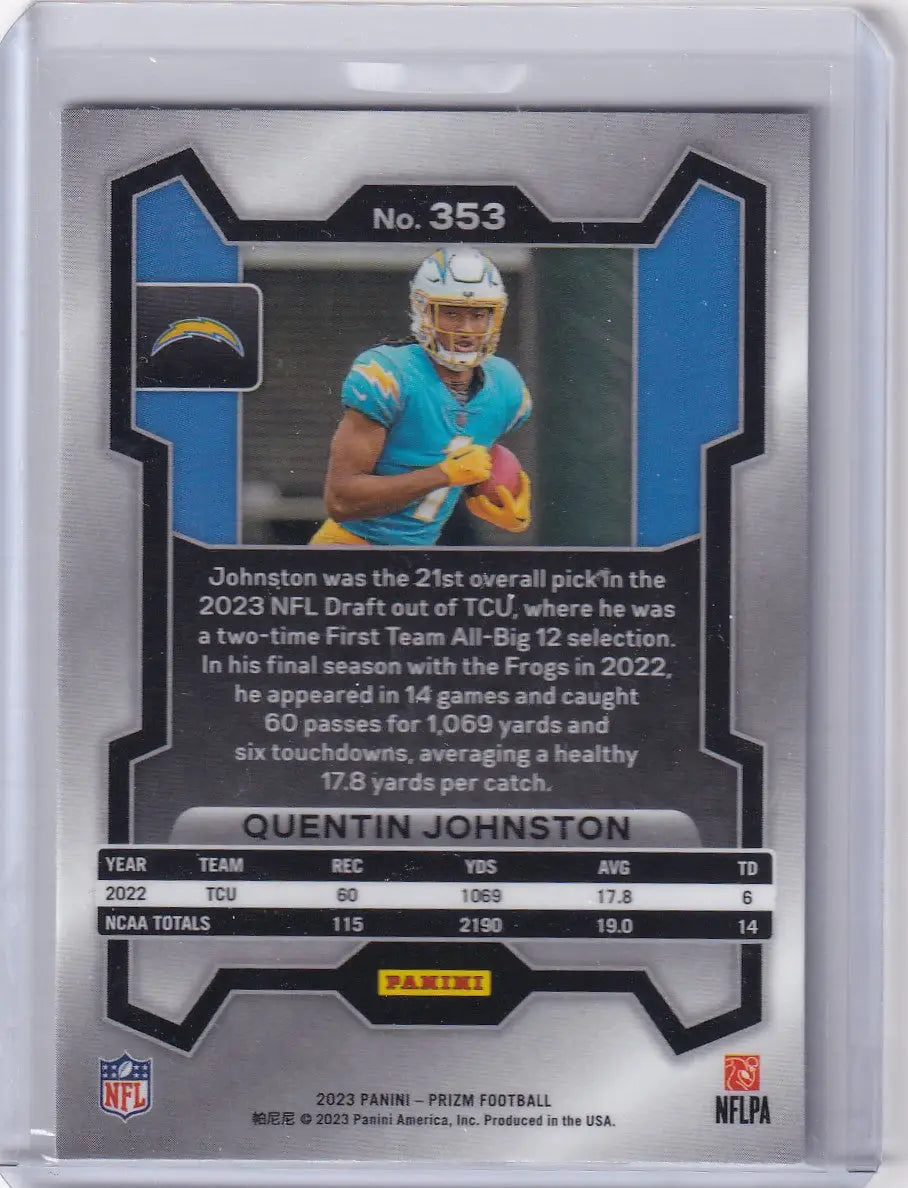 2023 Panini Prizm #353 Quentin Johnston - Los Angeles Chargers - Football Card Single